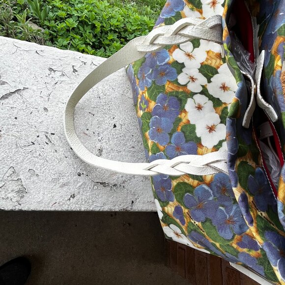DOONEY & BOURKE Petunia Blue Leisure Shopper Tote Bag Floral Braided Top Handle - Picture 12 of 12